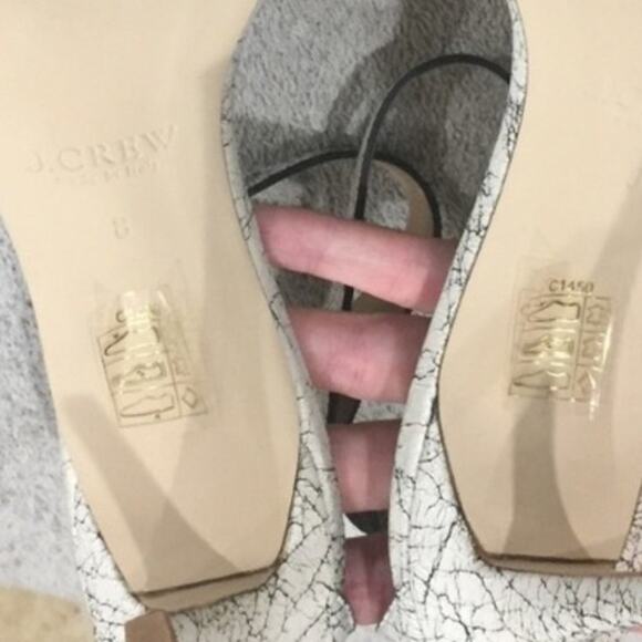 J. Crew Crackled Leather Heels size US 8 NEW White - Picture 5 of 9